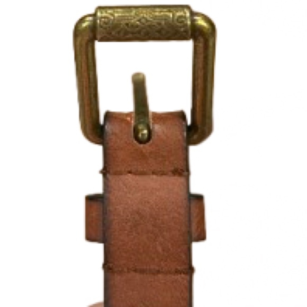 Women’s Classic Brown Leather Belt with Gold details Size 39.5” - Picture 3 of 7